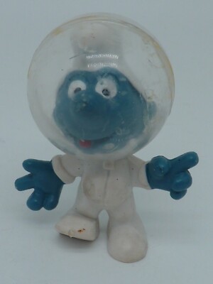 ALTE PVC KUNSTSTOFF FIGUR DIE SCHLÜMPFE ASTRONAUT KOMONAUT