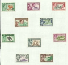 Pitcairn Islands Set of 10, Hinged to page, Sg 1-8 includes 5b & 6a M/M {C/P-3}