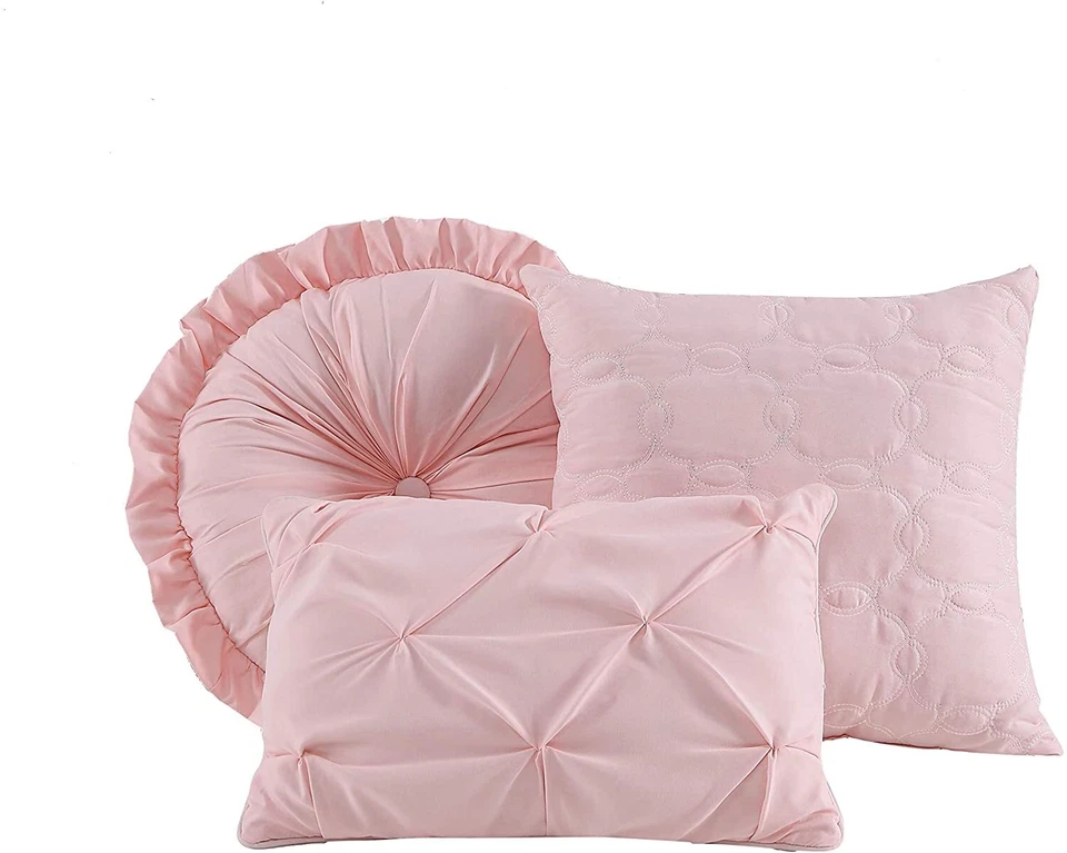 Chezmoi Collection 7pcs Pinch Pleat Comforter Set Microfiber Pintuck Bedding Set - Image 3 of 4