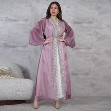 Evening Women Open Kaftan Long Dress Set Dubai Elegant Kimono Robe Party Gown