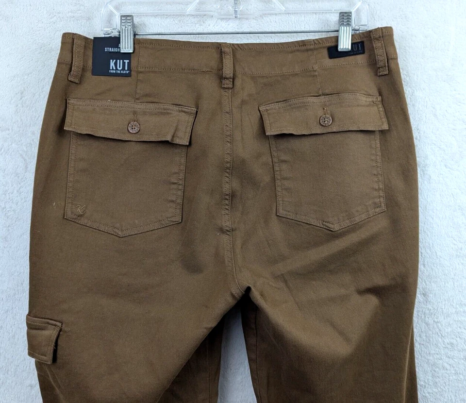 Kut From The Kloth sz 14 Pants Cargo ankle straight leg stretchy brown 1904 - Image 4 of 4