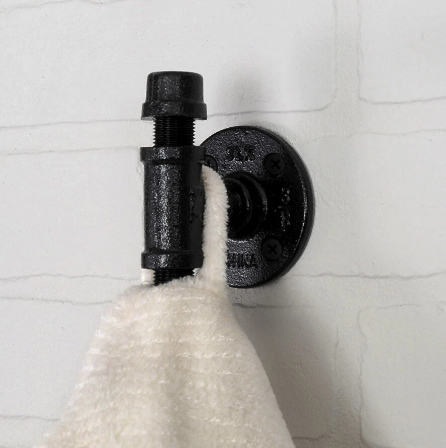 Gancho industrial para abrigo/toalla/roba hecho de accesorios de tubería de hierro negro Foto 4 de 4