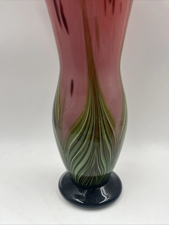 "Florero de vidrio artístico Dale Tiffany 16"" Burbank hecho a mano Murano grande" Foto 2 de 4