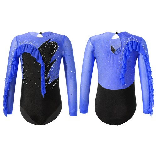 Kids Girls Ballet Dance Leotard Long Sleeve Jumpsuit Gymnastic Dancewear Shiny - Picture 41 of 46