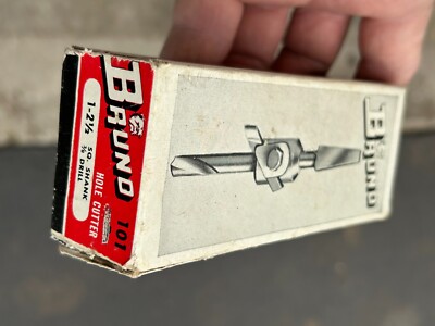 Vintage Bruno 101 Hole Cutter 1-2 1/2 3/8 S Shank and Drill in box USA