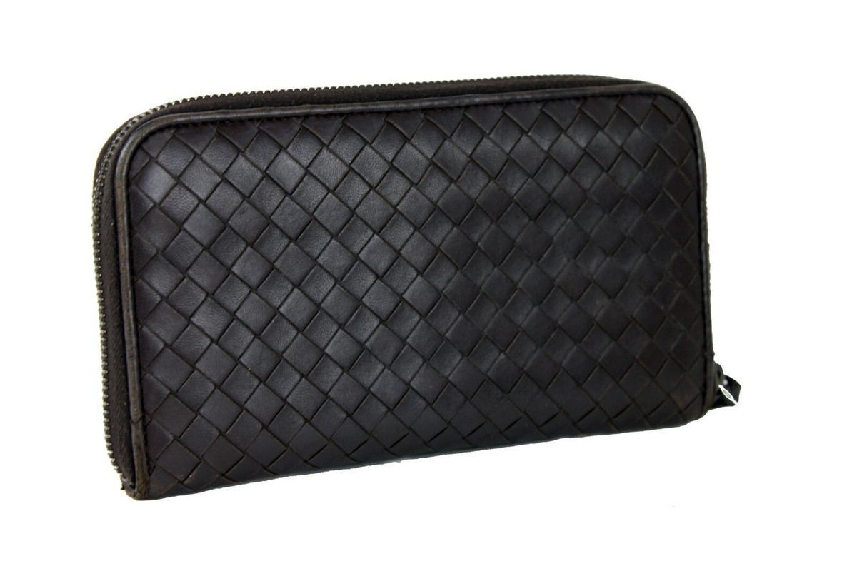 Bottega Veneta Intrecciato Zip Around Long Wallet Purse w