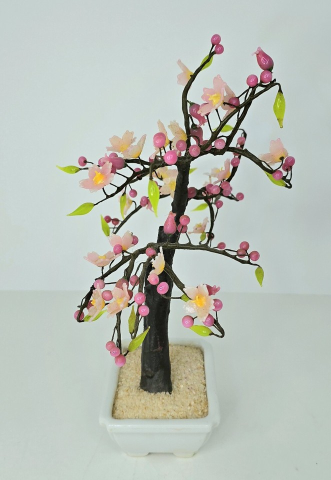 Vintage Cherry Blossom Pink Bonsai Tree Japan Asian Flowers 10" eBay
