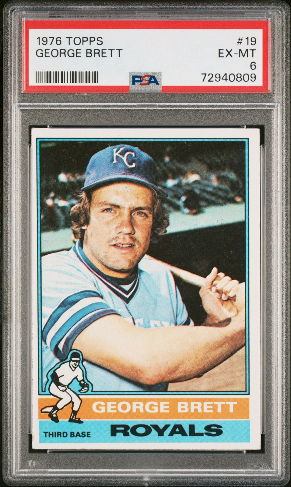 1976 Topps George Brett #19 PSA 6 2nd Year Card Kansas City Royals HOF