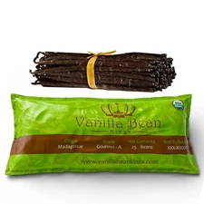 25 ORGANIC Madagascar Gourmet Vanilla Beans Grade A, Whole Beans for Baking