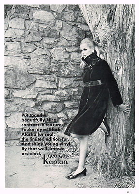 1960s Vintage Georges Kaplan Fur Coat Fashion Clothing Photo Print Ad f
