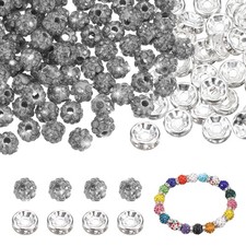 100 Pcs 6mm Rhinestone  Spacer Beads for Jewelry Making, Transparent Gray