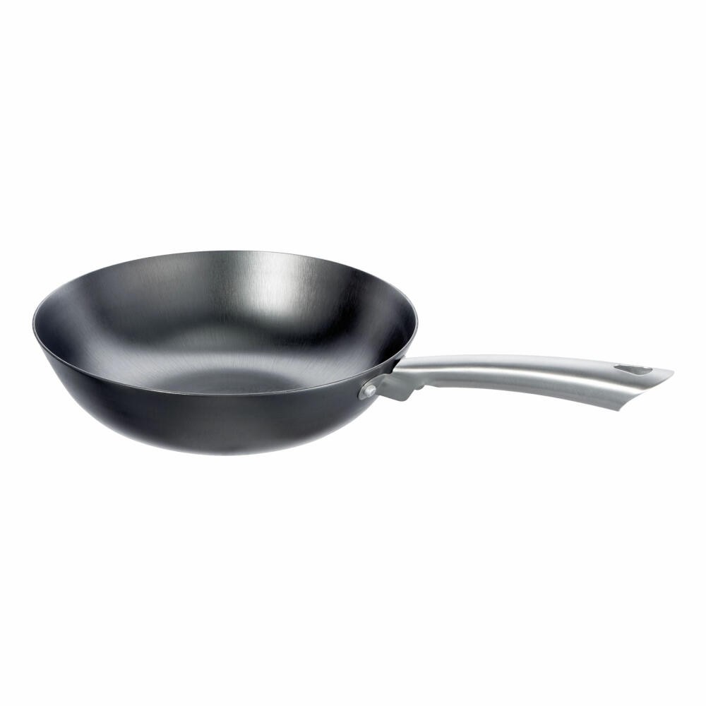 Schulte-Ufer Iron-Star Wokpfanne, Wok, Asia Pfanne, Eisenwok Eisen Schwarz 28 cm
