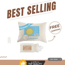 Soft 100 Organic Cotton Toddler Pillow - Machine Washable Fluffy Support