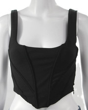 Zara Women Corset Top Black Square Neck Sleev...