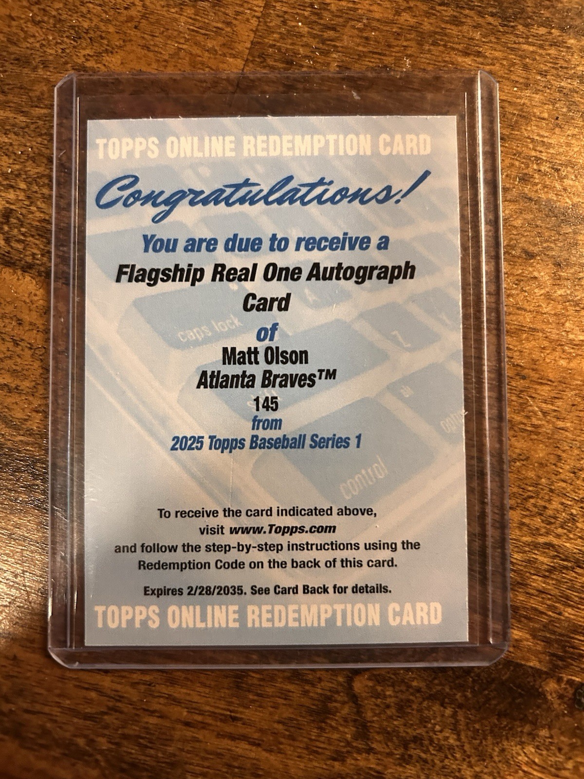 2025 Topps Series 1 - Flagship Real One Autographs Matt Olson #145 (AU)