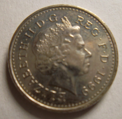 1999 Rare Queen Elizabeth II UK coin FIVE PENCE DG REG FD Royal Seal (01)