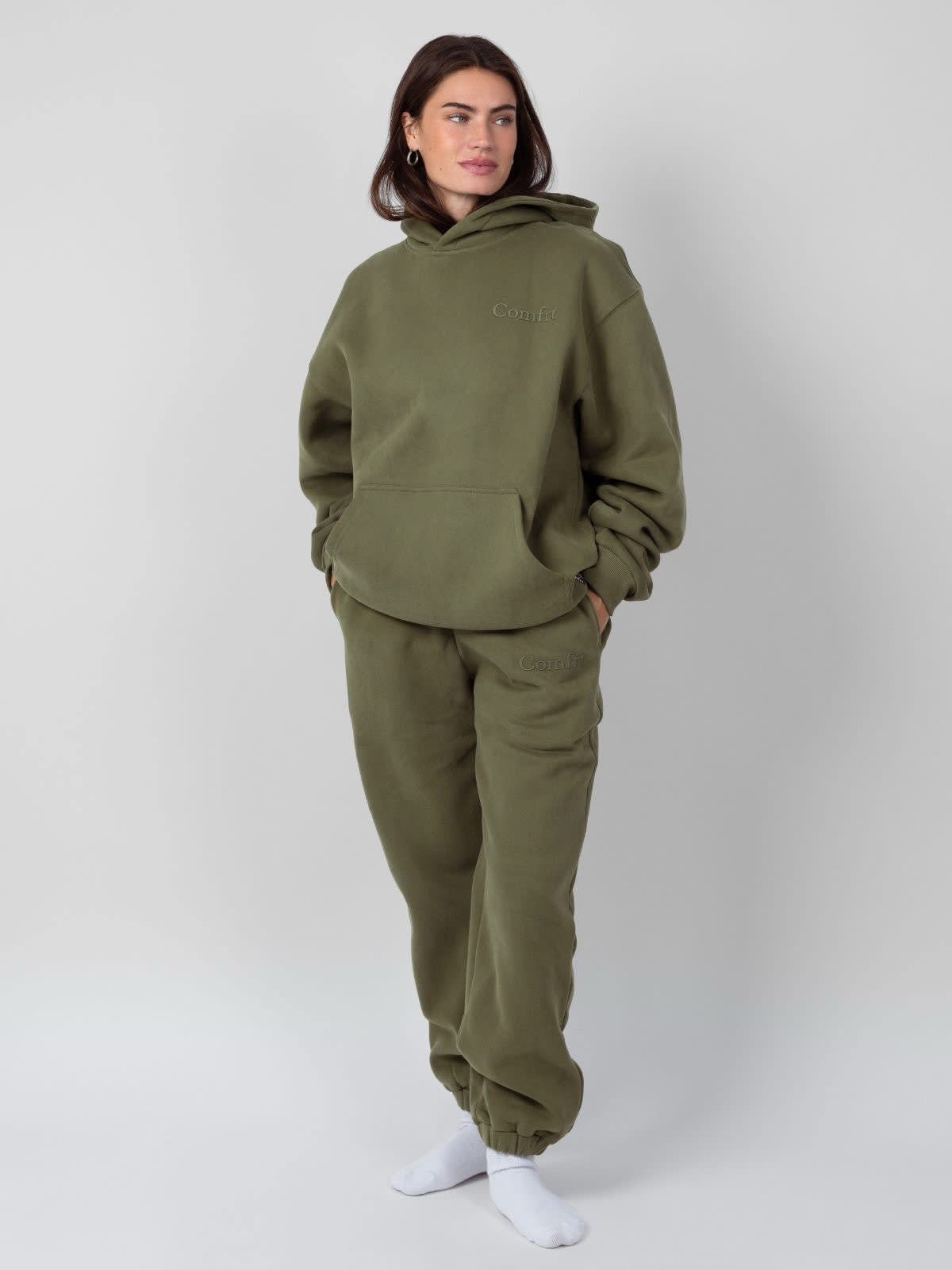 COMFRT Minimalist Hoodie in Olive - Size Medium 