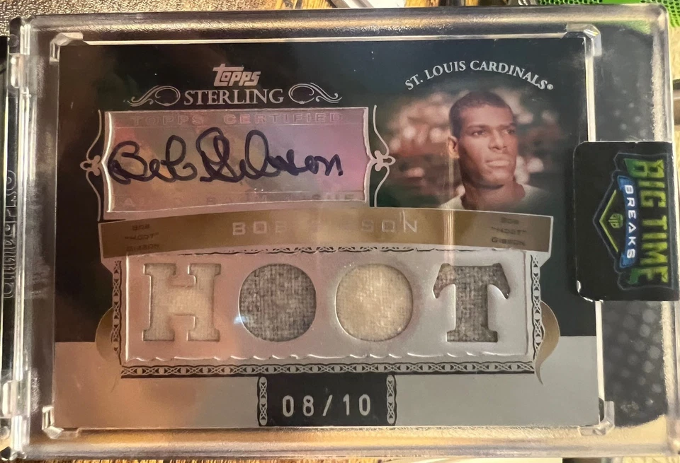 2007 Topps Sterling Bob Gibson Cardinals HOF Game-Used Patches AUTO 08/10 HOOT - Image 3 of 4