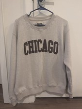 Chicago Crewneck Sweatshirt Beige Textured New York Popular Size L
