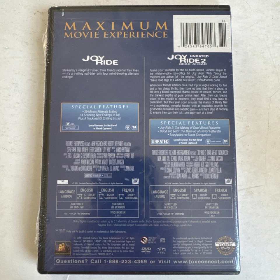 Joy Ride Joy Ride 2 Dead Ahead Unrated Double Feature DVD Paul Walker Zahn NEW - Image 2 of 2
