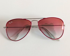 Ray-Ban Aviator Sunglasses Red Gradient Lenses, Pink Metal Frame Kids