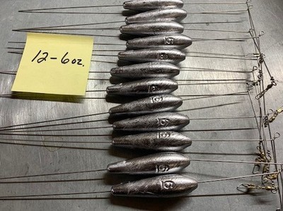 12 qty 6 oz Bottom Bouncers/ 4'' Arm / 11'' long/Brass Barrel Snap Swivel - Size 5