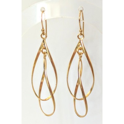 Elegant 14k Over Sterling Silver Double Loop Teardrop Dangle Earrings