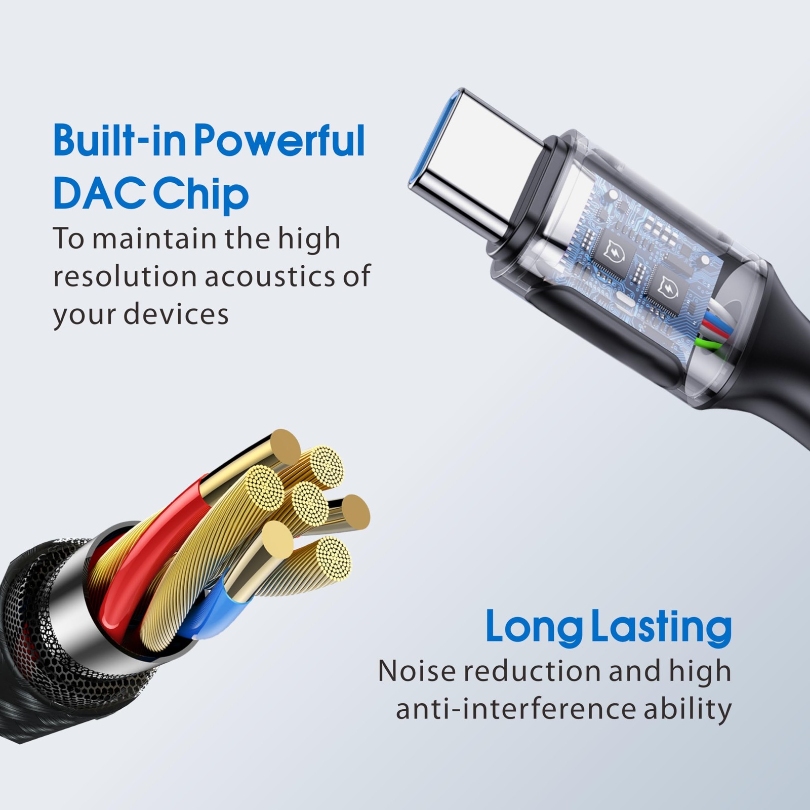 MIPEACE Ear Plug Headphones for Work, Work Earbuds USB Type C Blue (type-c)