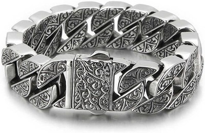 Italian S925 Sterling Silver Men's Chunky Vintage Luxury Chain Bracelet Heavy