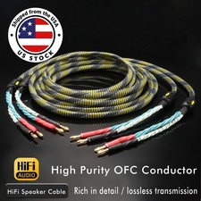HI-END 9 AWG 4N OFC Audio Speaker Cable Wire Gold Plate Banana Plug NEW