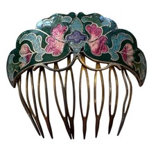 Vintage Cloisonne Enamel Hair Comb Accessory