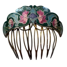 Vintage Cloisonne Enamel Hair Comb Accessory