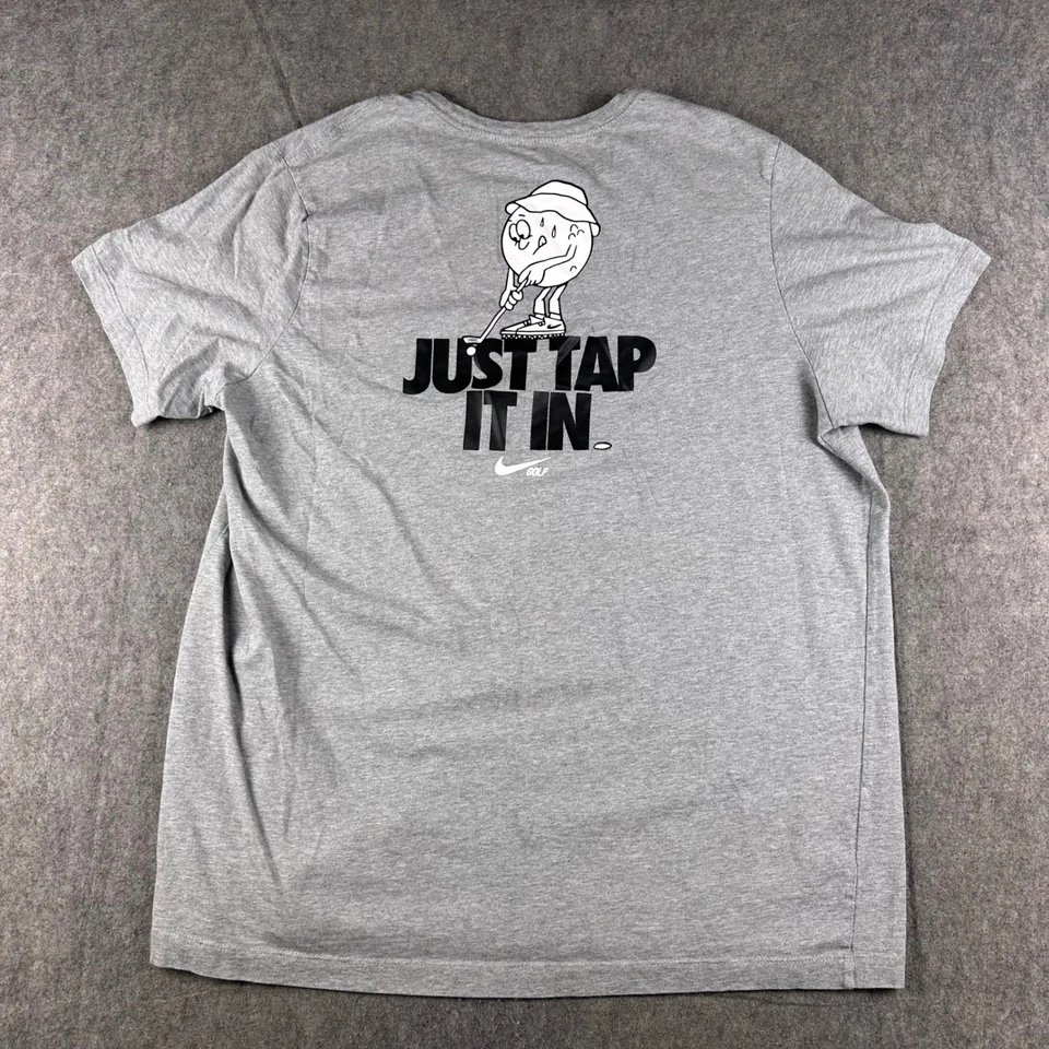 Мужская футболка для гольфа Nike размер XL серая Just Tap It графическая футболка Swoosh мяч для гольфа - Изображение 2 из 4
