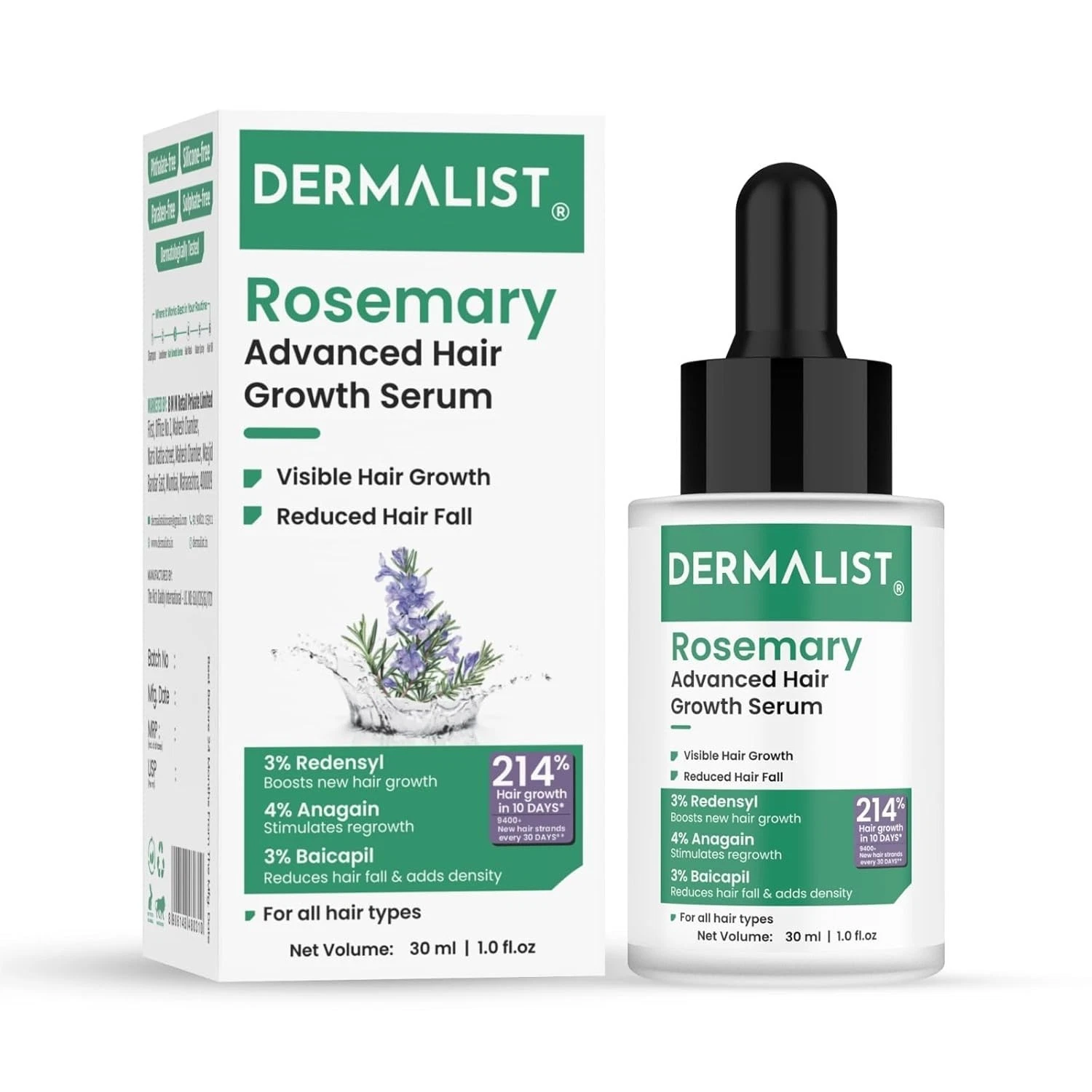 Dermalist Rosemary Advanced Hair Growth Serum for Men & Women - 30 ml Free Ship
Opens in a new windo