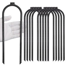 Heavy Duty U-Shaped Rebar Stakes 10"x3" - Ground Anchor for Trampoline, Garden,