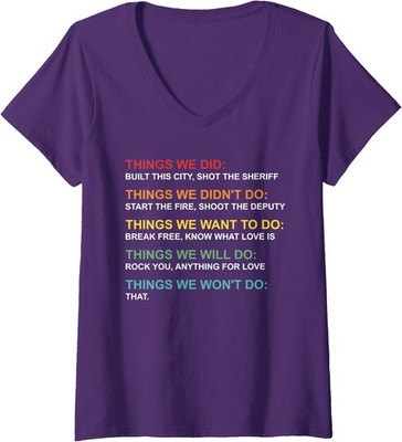 Retro Vintage Things We Did Didn't Want Will Won't Ladies' V-Neck Tshirt