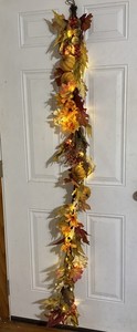 Fall Garland Autumn Lights Maple Leaves Gourd Pumpkins Battery Berries 6’