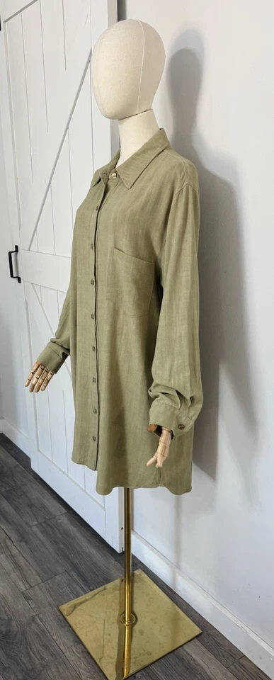 Nuevo con etiquetas Vestido Rachel Pally Talla XL Rosie Caqui Camisa Rayón Mezcla de Lino $268 Foto 4 de 4