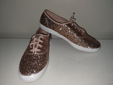 Keds Champion Glitter Celebration Lace Up, Style WF66847 Size 9 W Rose Gold NEW