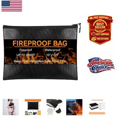 Large Fireproof Document Storage Bag 10''x13.5''   Protect Important Papers Safely