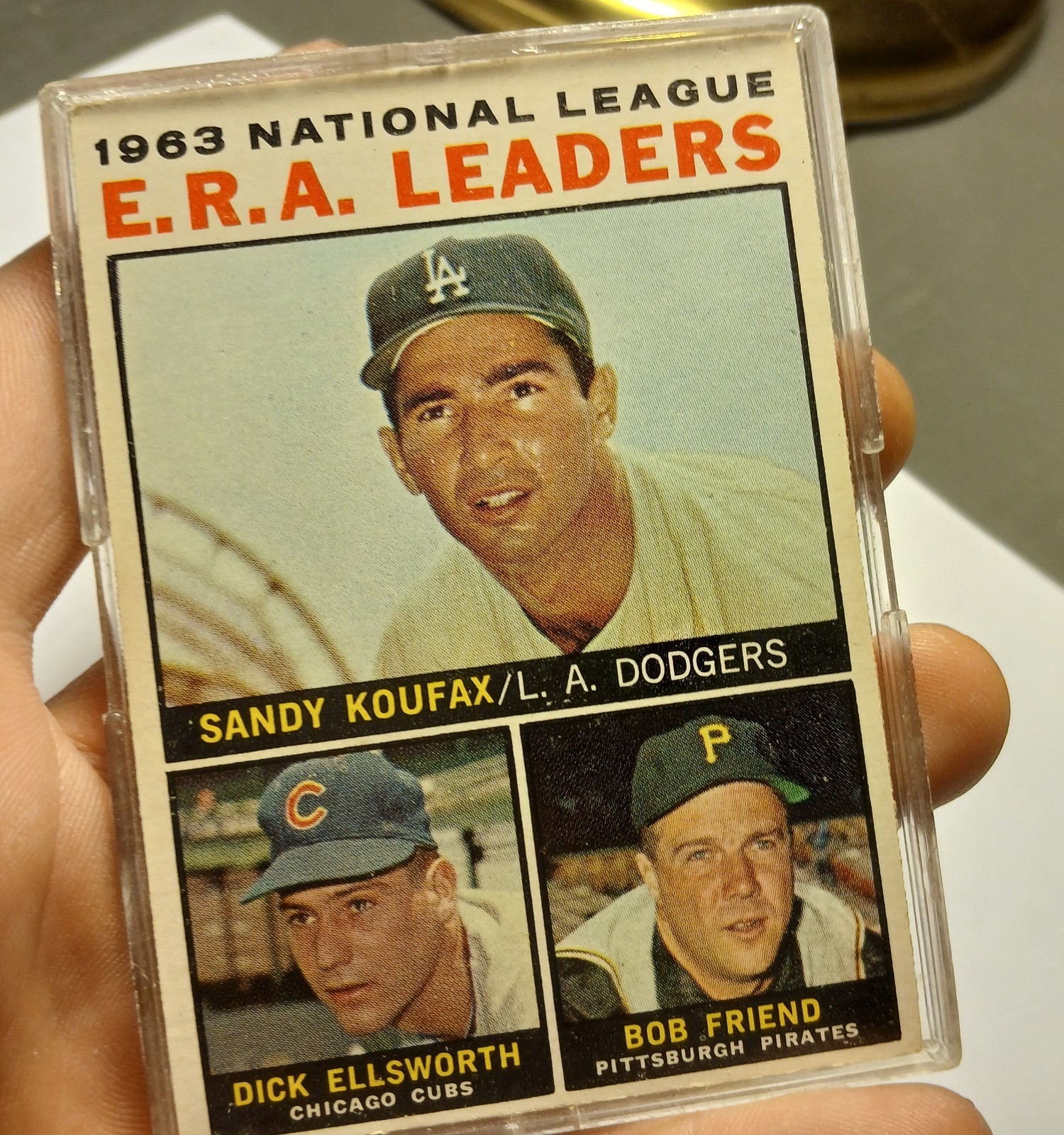1964 Topps National League Sandy Koufax, Dick Ellsworth, Bob Friend PSA 8