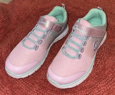 S Sport by Skechers Bethanie Girls Pink Silver Metallic Sneakers Youth Size 4