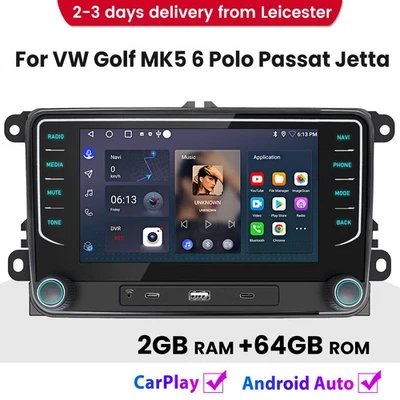 JUNSUN For VW Golf MK5 6 Passat Caddy Polo 6R Car Radio Stereo Carplay GPS Sat Nav DAB+