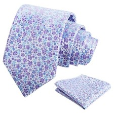 Mens 3.15inches Exquisite Floral Tie with Small Flower A142-blue lavender-a