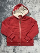 LL Bean Hoodie Kids 8 Small Red Sherpa Lined Full Zip Fleece Jacket Outdoor