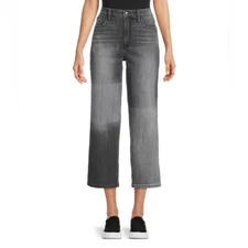 JOE’S Jeans Bentina High Rise Wide Leg Denim Black Color Block Cropped Size 30