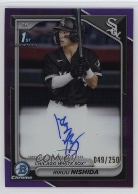 2024 Bowman Chrome Prospect Purple Refractor 49/250 Rikuu Nishida Auto 0t9q