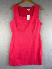 J Crew Dress Womens 14 Fushia Pink Scalloped Basketweave Sheath Romantic NWT