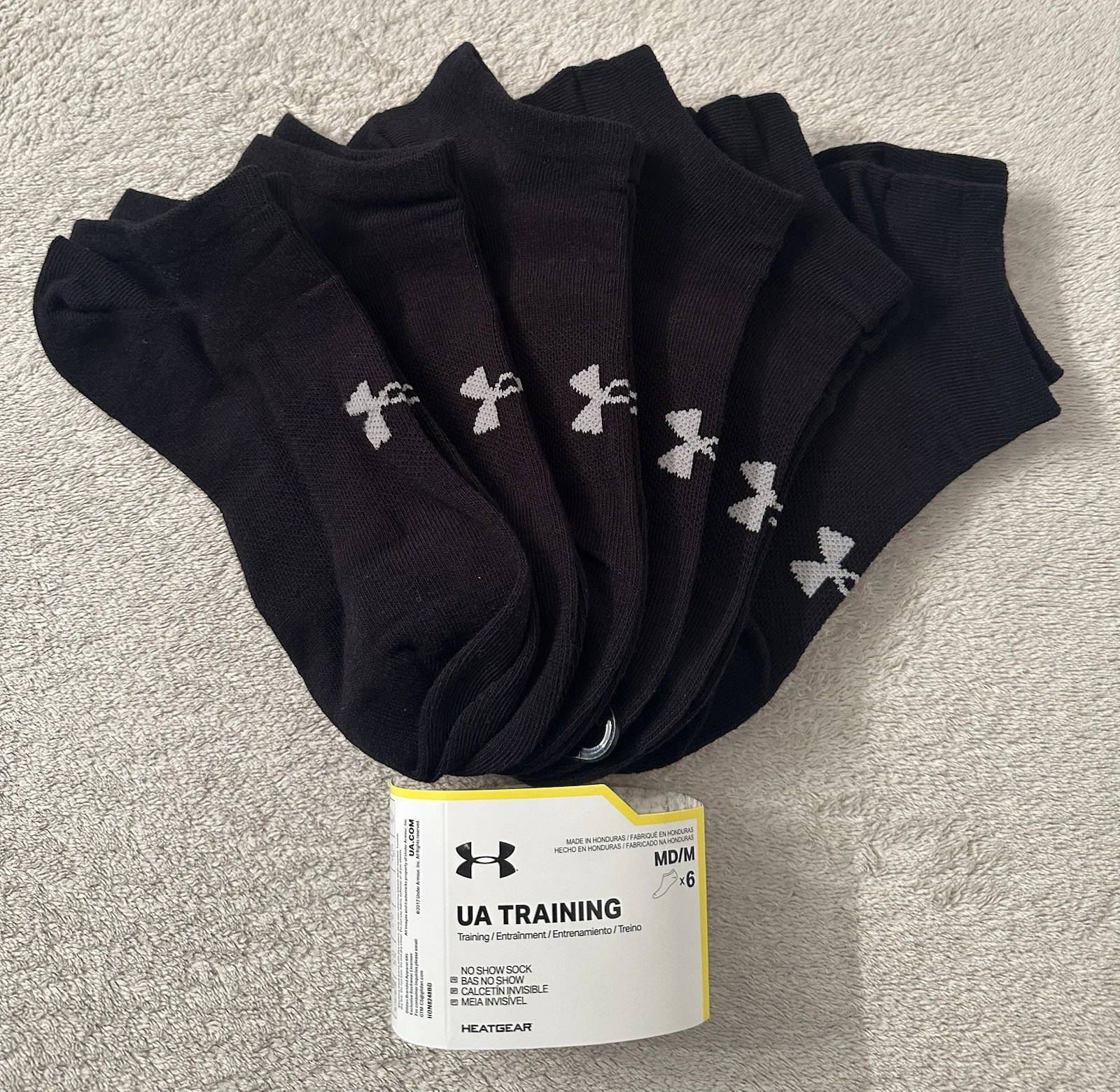 Under Armour-No Show Unisex Socks 6-Pack Black Size Medium NWT