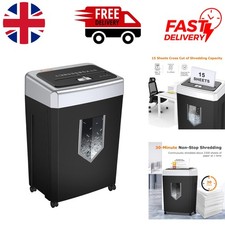 Image of Quiet 15-Sheet Cross Cut Shredder with 30-Minute Runtime - Ideal for Offices